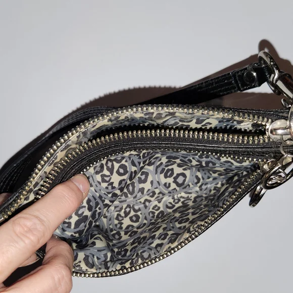 Coach Poppy Black Leather Mini Bag/Wristlet with Silver Accents - Picture 5 of 5